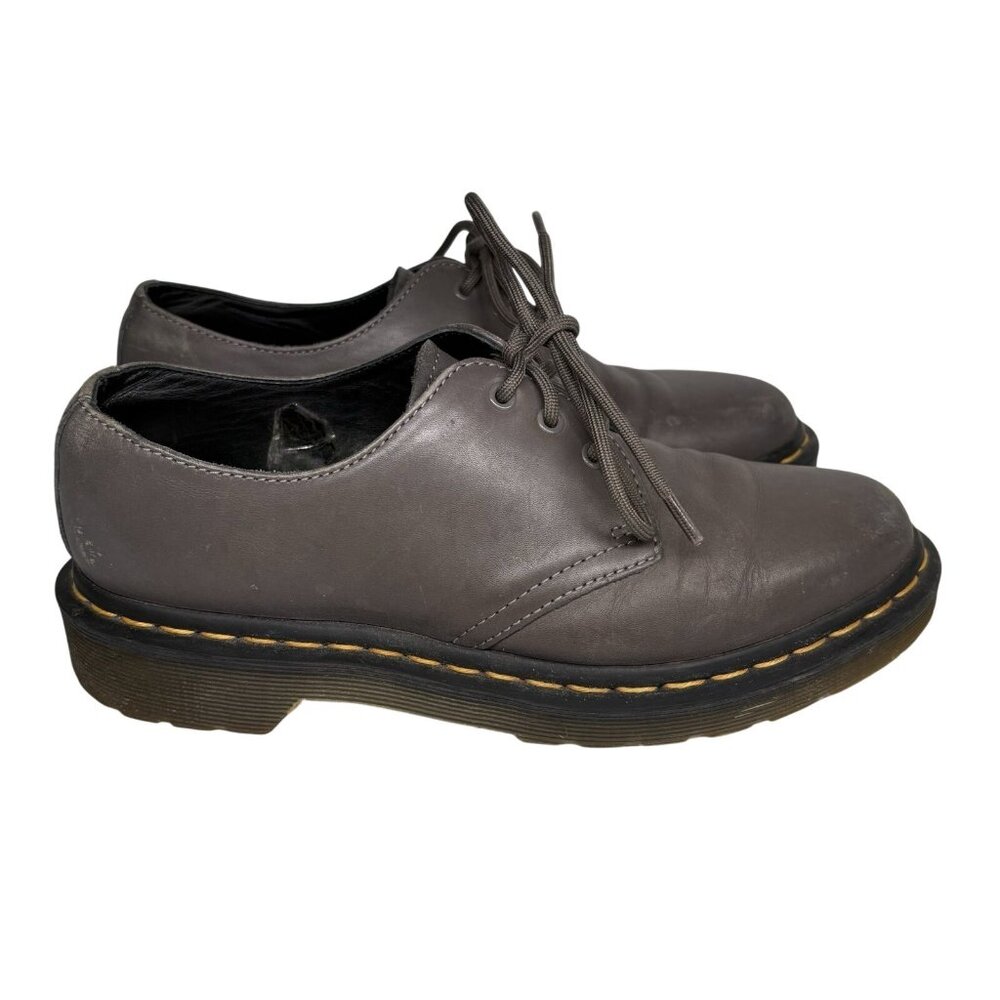 Dr Martens Women 7 Grey Y2K 90s Grunge Chunky 1461 Smooth Leather Oxford Shoes